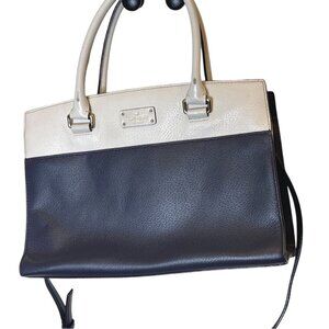 Kate Spade New York Grove Street Caley Leather Satchel Navy Blue White M